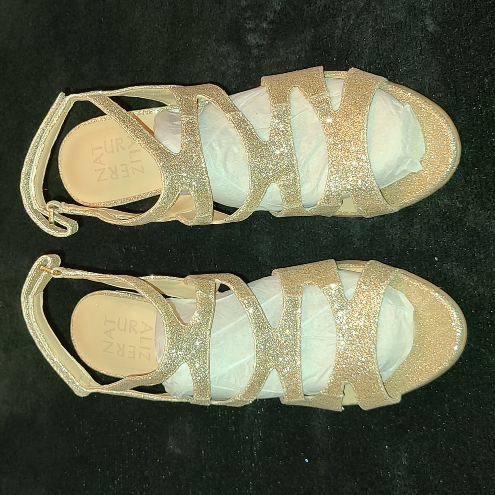Naturalizer Baylor Glitter Gold Sandals